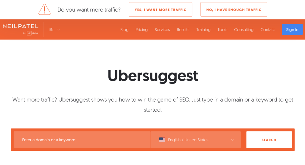 Best SEO Tools: Ubersuggest
