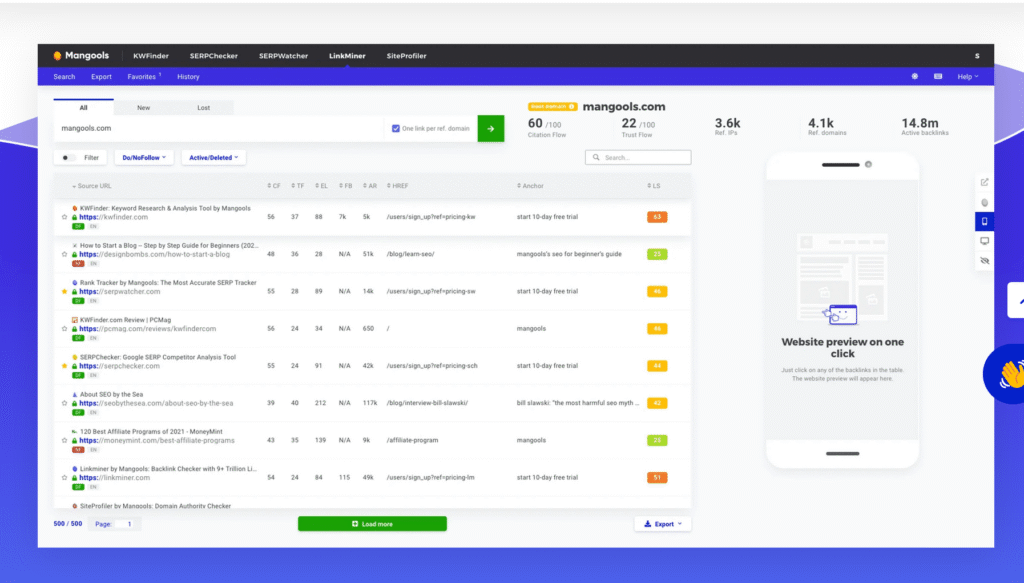 mangools: LinkMiner